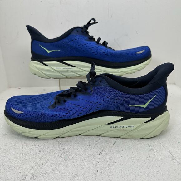Hoka One One Clifton 8 Shoes Men’s Blue Mesh Running Walking Sneakers Size 12.5 - Picture 2 of 12